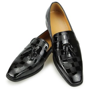 Modern Black Patent Leather Men's Dress Shoes