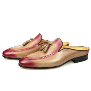 Men's Slippers Genuine Leather Summer Flat