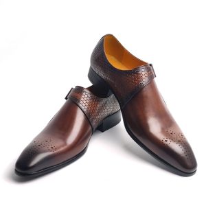 Luxury Men's Oxford Leather Dress Dark Brown Shoes