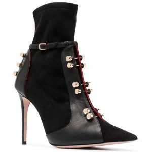 Gold-Tone Stud Stylish High Heel Sock Booties