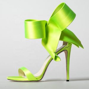 Satin Heeled Sandals Big Bow Stiletto Heels