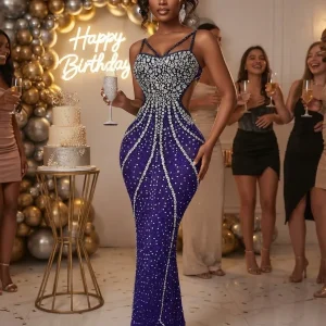 Purple Women's Floor-Length Evening Gown