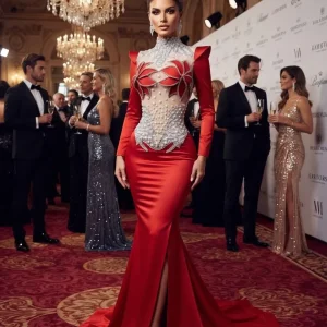 Red mermaid style crystal dress