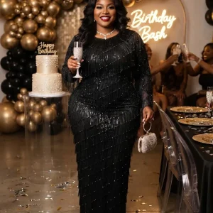 Black pleated spital dress