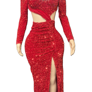 Soirée Chic Long Sleeve Red Dresses Women Elegant Evening