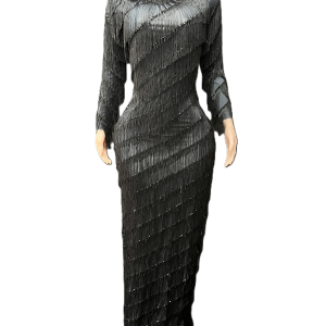 Black pleated spital dress