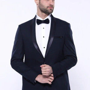 Shawl Lapel Dark Blue Tuxedo Suit