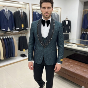Beaded High-end Formal 3 Piece Tuxedo